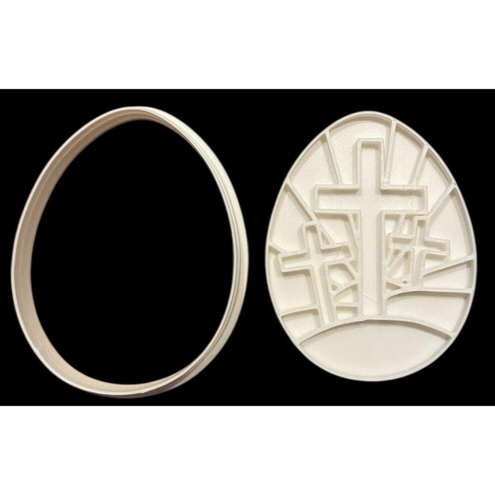 3D Printed Cookie Cutter - 3.5" Easter Egg w/Cross #1014